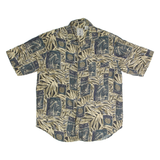 ROUNDTREE AND YORKE Pineapple Mens Shirt Gold Silk Crazy Pattern M