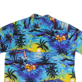ROYAL Mens Hawaiian Shirt Blue Crazy Pattern 2XL