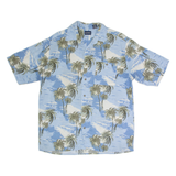 PURITAN Mens Hawaiian Shirt Blue Viscose Crazy Pattern M