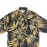 ISLAND REPUBLIC Mens Shirt Black Silk Floral L