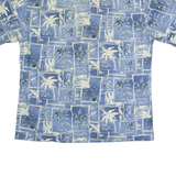 CAMPIA Mens Hawaiian Shirt Blue Floral L