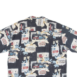 SUMMA Mens Hawaiian Shirt Blue Floral L