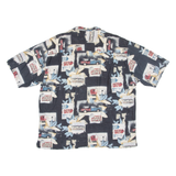 SUMMA Mens Hawaiian Shirt Blue Floral L