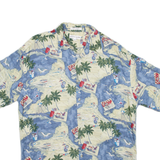 PIERRE CARDIN Mens Hawaiian Shirt Blue Floral M