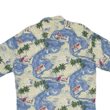 PIERRE CARDIN Mens Hawaiian Shirt Blue Floral M