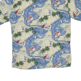 PIERRE CARDIN Mens Hawaiian Shirt Blue Floral M