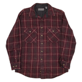 DAVID TAYLOR Mens Flannel Shirt Maroon Check Long Sleeve M