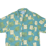 BERMUDA BAY Mens Hawaiian Shirt Blue Floral L