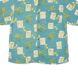 BERMUDA BAY Mens Hawaiian Shirt Blue Floral L