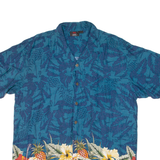 EMERGENCY EXIT Mens Hawaiian Shirt Blue Floral L