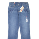 LEVI'S 505 Floral Womens Jeans Blue Regular Straight Stone Wash W30 L32