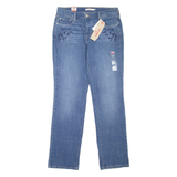 LEVI'S 505 Floral Womens Jeans Blue Regular Straight Stone Wash W30 L32