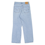LEVI'S Rib Cage BIG E Distressed Womens Jeans Blue Straight Stone Wash W28 L27