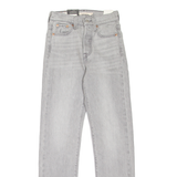 LEVI'S Wedgie BIG E Womens Jeans Grey Regular Straight Stone Wash W23 L28