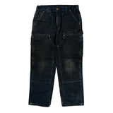 Carhartt Double Knee Carpenter Pants - 32W 28L Black Cotton