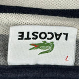 Lacoste Striped Long Sleeve Polo Shirt - 2XL Navy Cotton