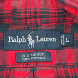 Ralph Lauren Checked Flannel Shirt - Large Red Cotton
