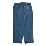 Original Fit Carhartt Double Knee Carpenter Pants - 34W 32L Blue Cotton