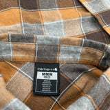 Age 10-12 Carhartt Checked Flannel Shirt - Medium Brown Cotton