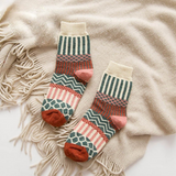 Anyfootwear 5 Pairs Size 5-9 Women Fashion Socks Colorful Wind Flower Cotton Thick Warm Wool Winter Casual Crew Socks White