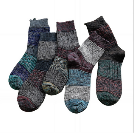 Anyfootwear 5 Pairs Size 5-11 Fashion Socks High Quality Colorful Cotton for Men