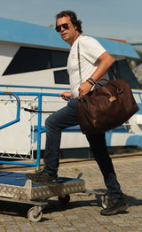 Xcape Vegan Leather Duffle Bag dark brown