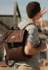 Laptop Vegan Backpack dark brown cork