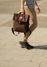 Laptop Vegan Backpack dark brown cork