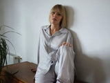 Grey vegan silk pyjama set for women