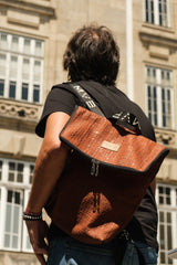 Laptop Vegan Backpack croco cork