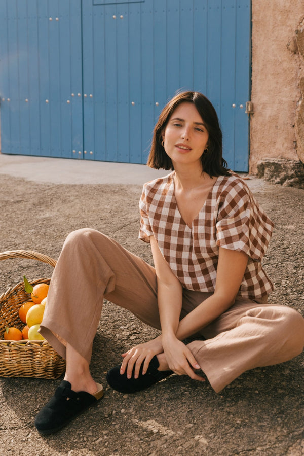 Lily oversized linen top