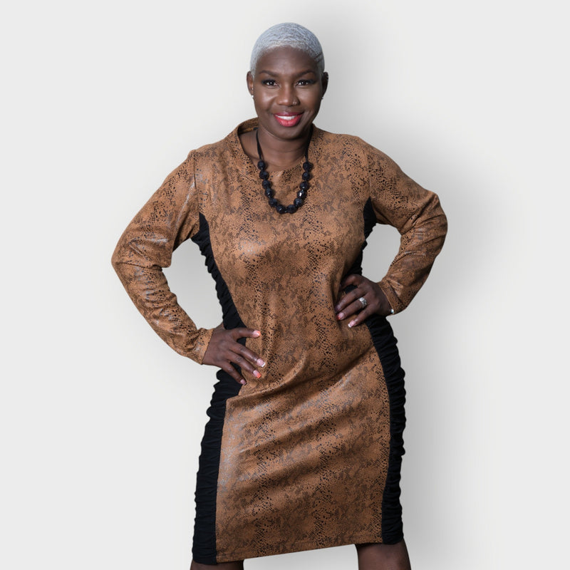 Cleopatra Chocolate Brown Vegan Leather Dress