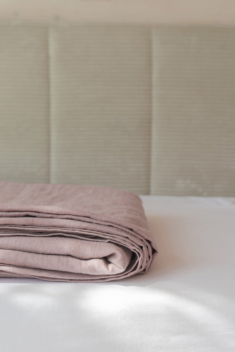 Linen flat sheet in Dusty Rose