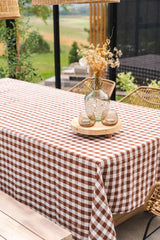 Linen tablecloth in Mocha Gingham