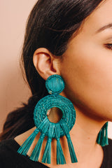 Oasis Blue Earrrings - Handmade Iraca Palm Earrings