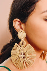 Sea Green Palm Earrings - Handmade Iraca Palm Earrings