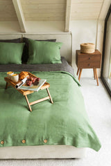 Linen duvet cover in Matcha Green