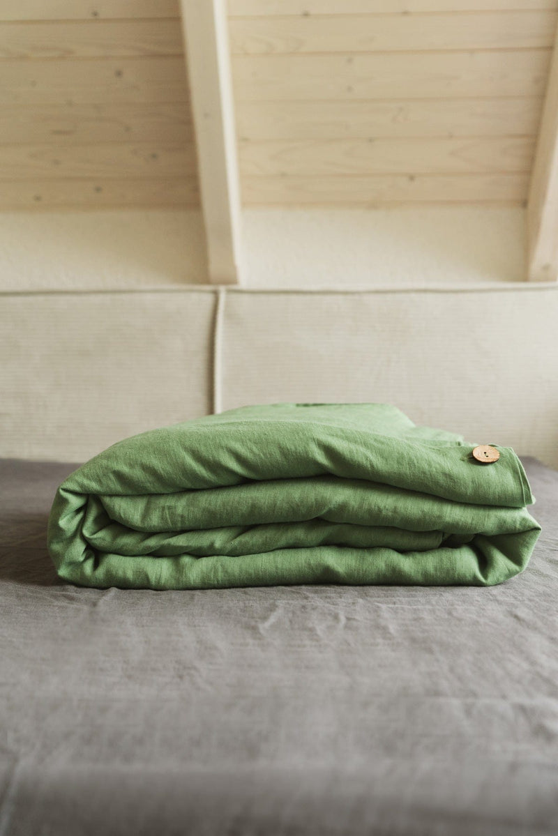 Linen duvet cover in Matcha Green