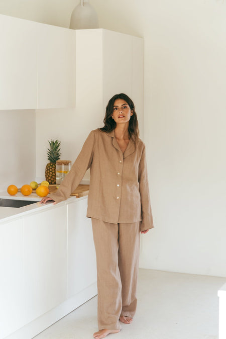 Nightly long sleeve pajama set in Rosy Brown