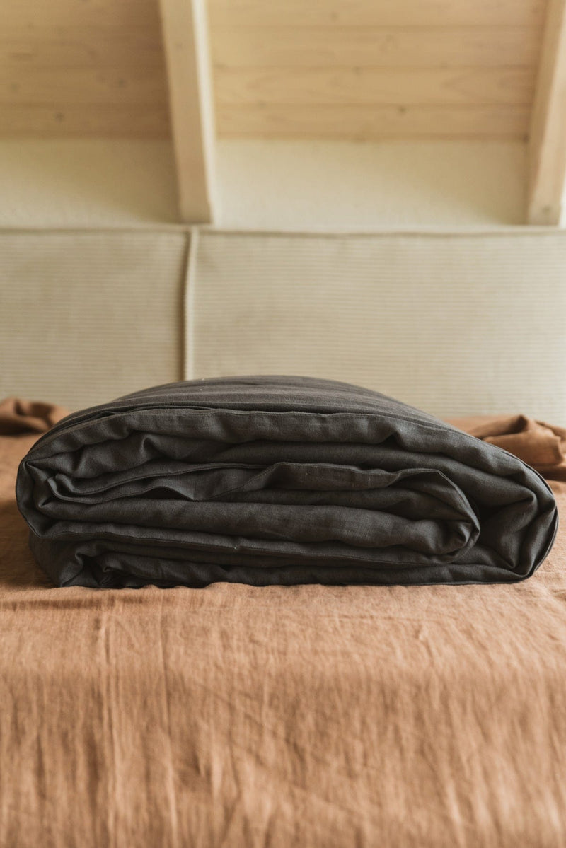 Linen duvet cover in Charcoal