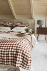 Linen duvet cover in Mocha Gingham