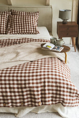 Linen sheets set in Mocha Gingham