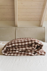 Linen duvet cover in Mocha Gingham