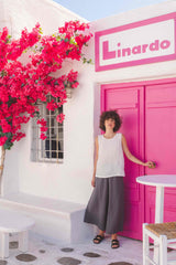 Isabella wide linen pants in Charcoal