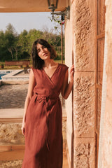 Aurora mid-length linen dress