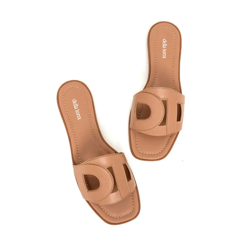 Della Vegan Flat Square Toe Slide Sandal