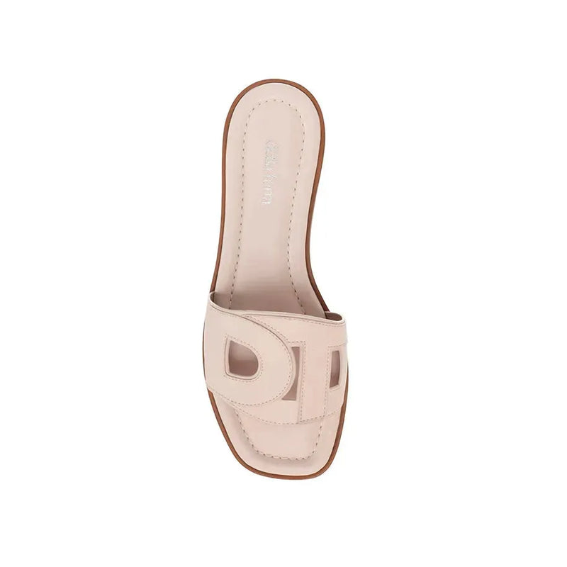 Della Vegan Flat Square Toe Slide Sandal