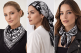 Anyyou Fashion Premium Satin Square Scarf – Black White Silk-Feel Neckwrap for Women