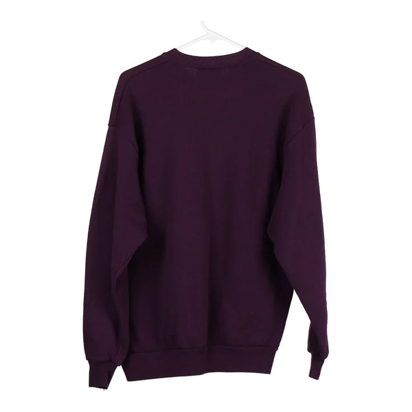 Jerzees Embroidered Sweatshirt - Large Purple Cotton Blend