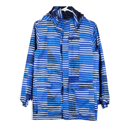 Age 14-16 Columbia Striped Jacket - Large Blue Nylon